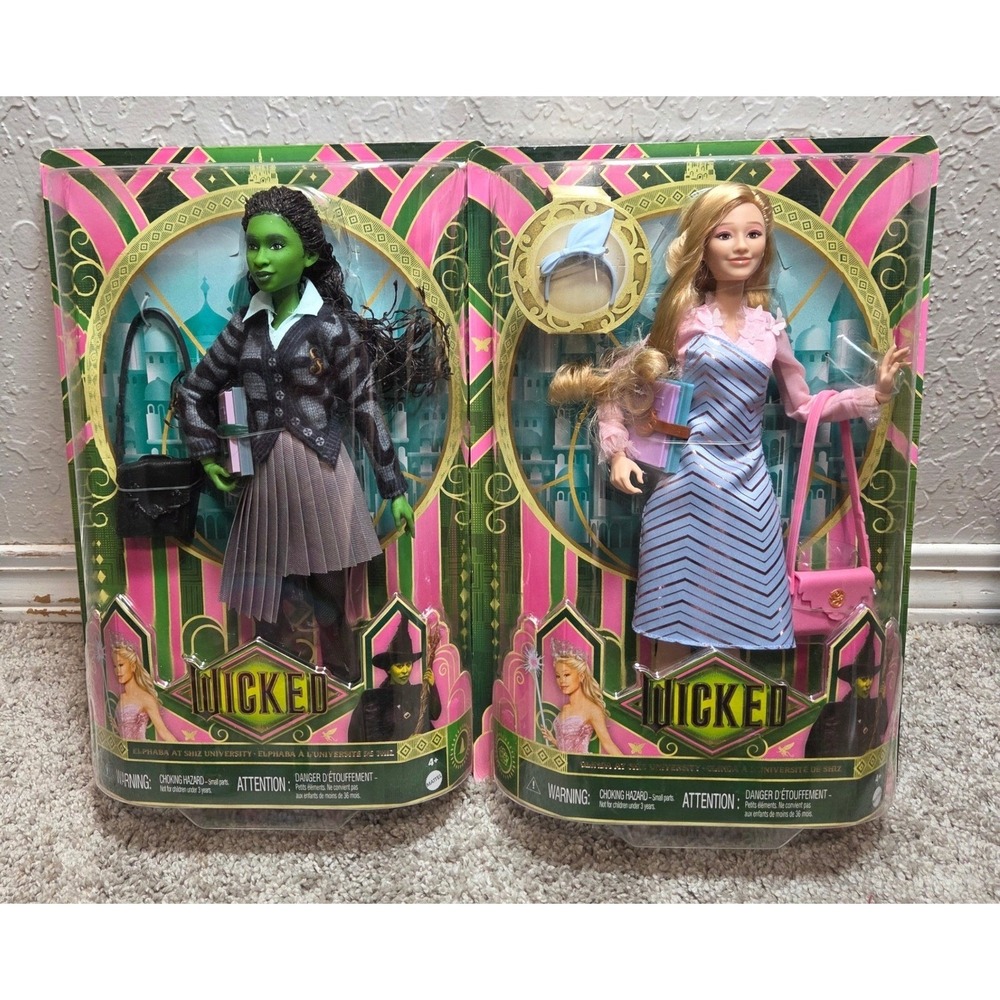 Wicked‎ Elphaba & Glinda Shiz University Dolls Bundle Mattel URL Misprint Error